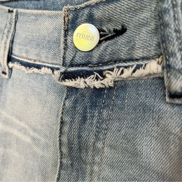 M1858 Frida Jeans Contrast Panel High Rise Straight Leg Denim Size 8 Distressed - Picture 5 of 8